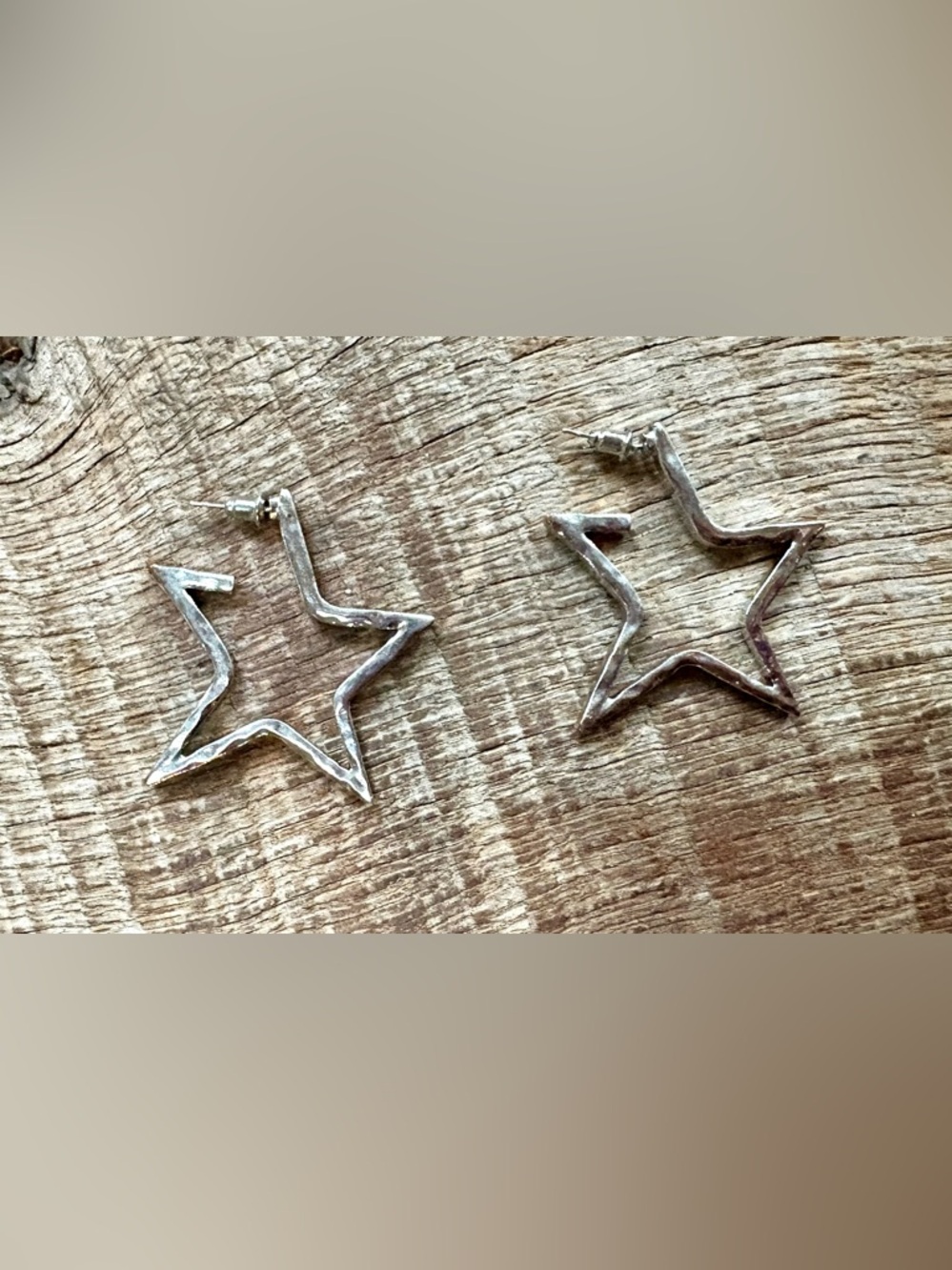 Silver Ooen Star Hoop Earrings, new
